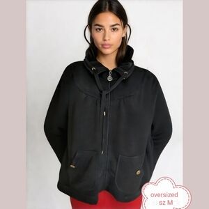 Black zip up sweater jacket oversized By Vintage Cotton